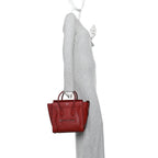 Drummed Calfskin Micro Luggage Merlot