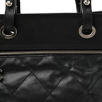 Coated Canvas Quilted Large Paris Biarritz Tote Black