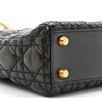 Crinkled Patent Cannage Small Lucky Badges My Lady Dior Black
