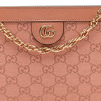 Monogram Textured Dollar Calfskin Small Ophidia Chain Shoulder Bag Cloche Rose Pink