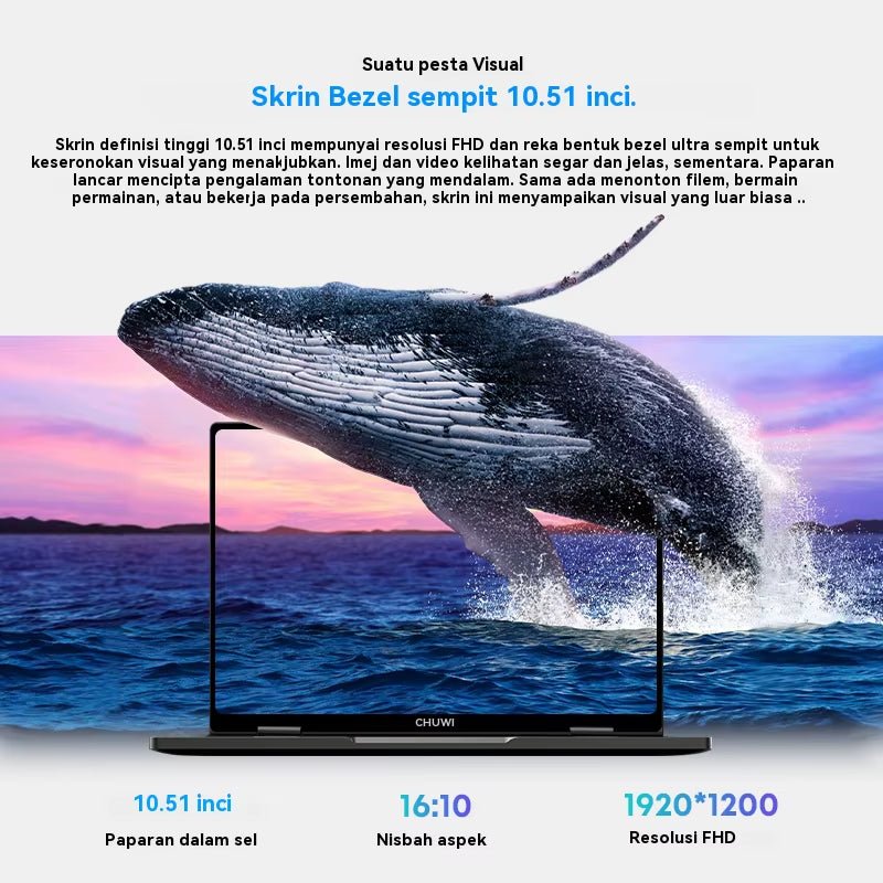 CHUWI Minibook X 2-in-1 Laptop with Intel N150 Processor (Up to 3.6GHz), 512GB Storage, 16GB LPDDR5 RAM, 10.51" FHD IPS Display (1200x1920), Windows 11 Operating System