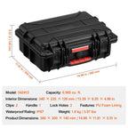 Weatherproof Hard Case, Heavy Duty Protective Dry Box Case with Pre-cut Foam, and Retractable Pull Handles for Travel, Hunting, Military, Tactical, IP67 Waterproof Case for Cameras (40x32x16.6)