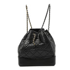 Aged Calfskin Quilted Small Gabrielle Backpack Black