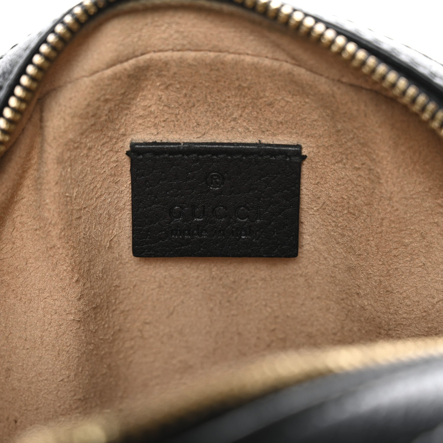 Grained Calfskin Web Mini Ophidia Round Shoulder Bag Black
