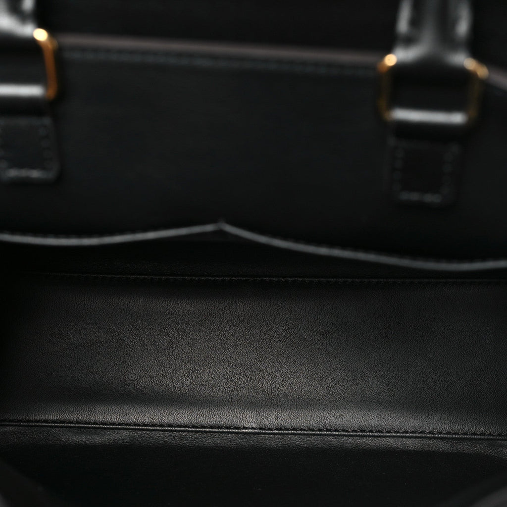 Calfskin Taurillon Studded City Steamer One Handle Bag Black