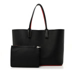 Calfskin Empire Spikes Large East West Cabata Tote Black