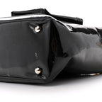 Patent Pony Hair Small Pocket Tote Black