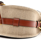 Linen Calfskin Small Marcie Saddle Bag Sepia Brown
