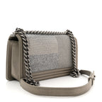Iridescent Calfskin Quilted Strass Medium Paris Dallas Boy Flap Dark Khaki
