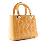 Patent Cannage Medium Lady Dior Dark Beige