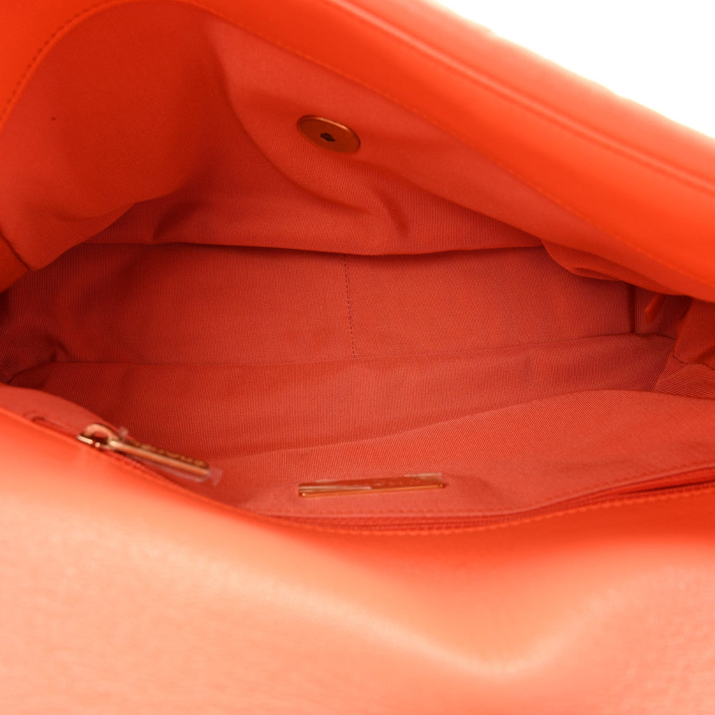 Lambskin Quilted Large Chanel 19 Flap Orange