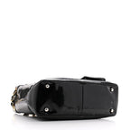 Patent Pony Hair Small Pocket Tote Black