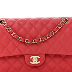 Caviar Quilted Medium Double Flap Red