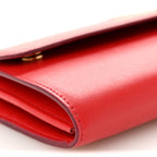 Calfskin Wallet on Chain Red