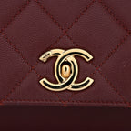 Caviar Quilted Small Business Affinity Flap Burgundy