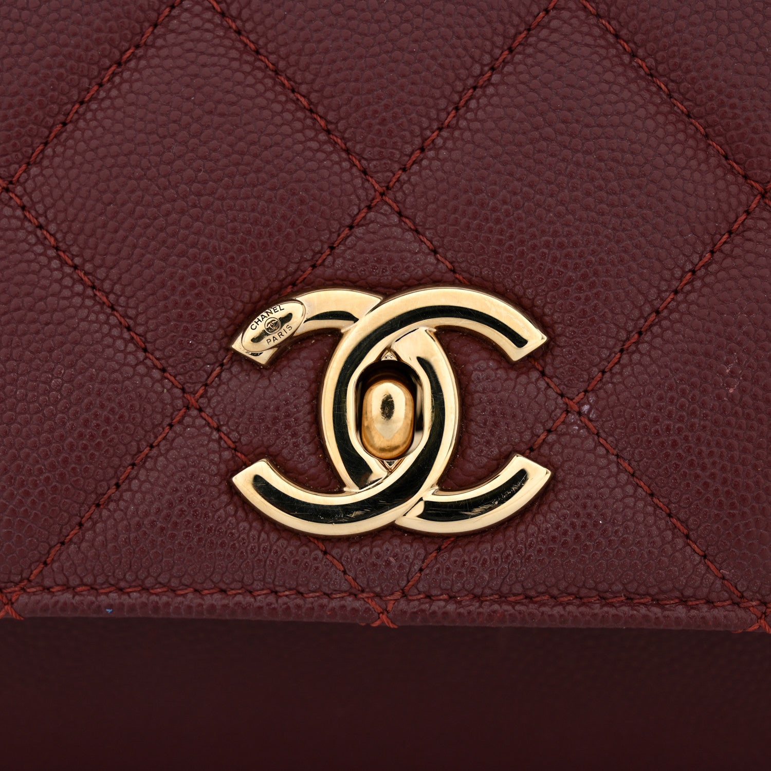 Caviar Quilted Small Business Affinity Flap Burgundy