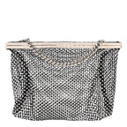 Mesh Crystal Medium Fanny Shoulder Bag Black