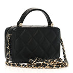 Caviar Quilted Small Top Handle Vanity Case Black