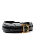 Grained Calfskin Saddle Bag Black