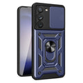Kickstand Ring Holder With Slide Camera Cover Tpu Magnetic Car Mount For Galaxy S23  Plus In Blue