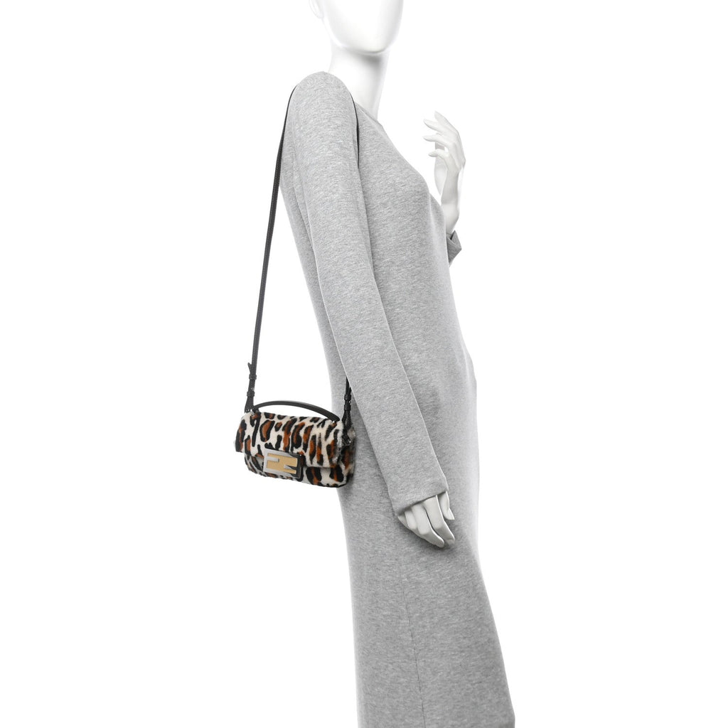 Calf Hair Leopard Print Phone Baguette Moro