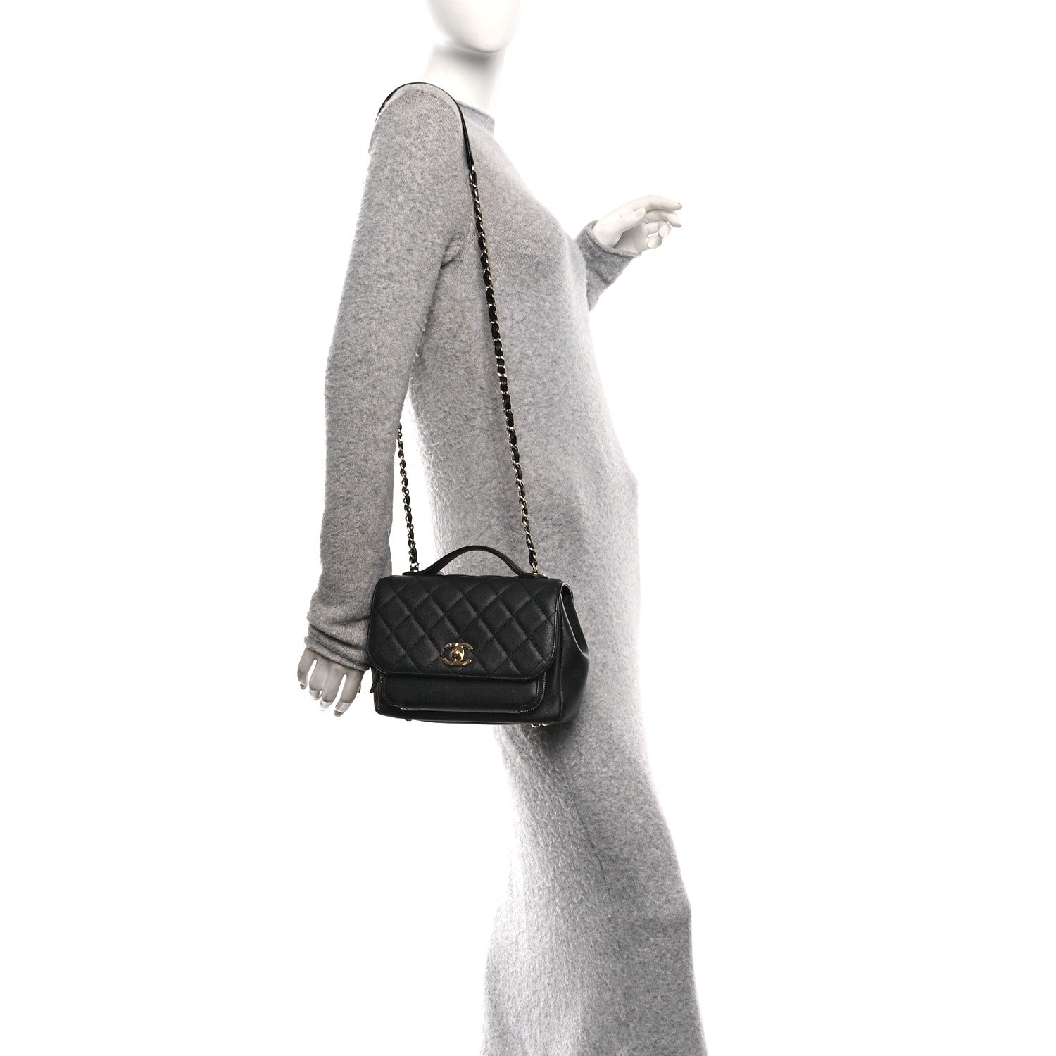 Caviar Quilted Medium Business Affinity Flap Black