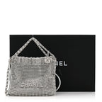 Crystal Embellished Metallic Lambskin Mini Chanel 22 Silver