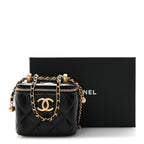 Calfskin Quilted Mini Perfect Fit Vanity Case With Chain Black