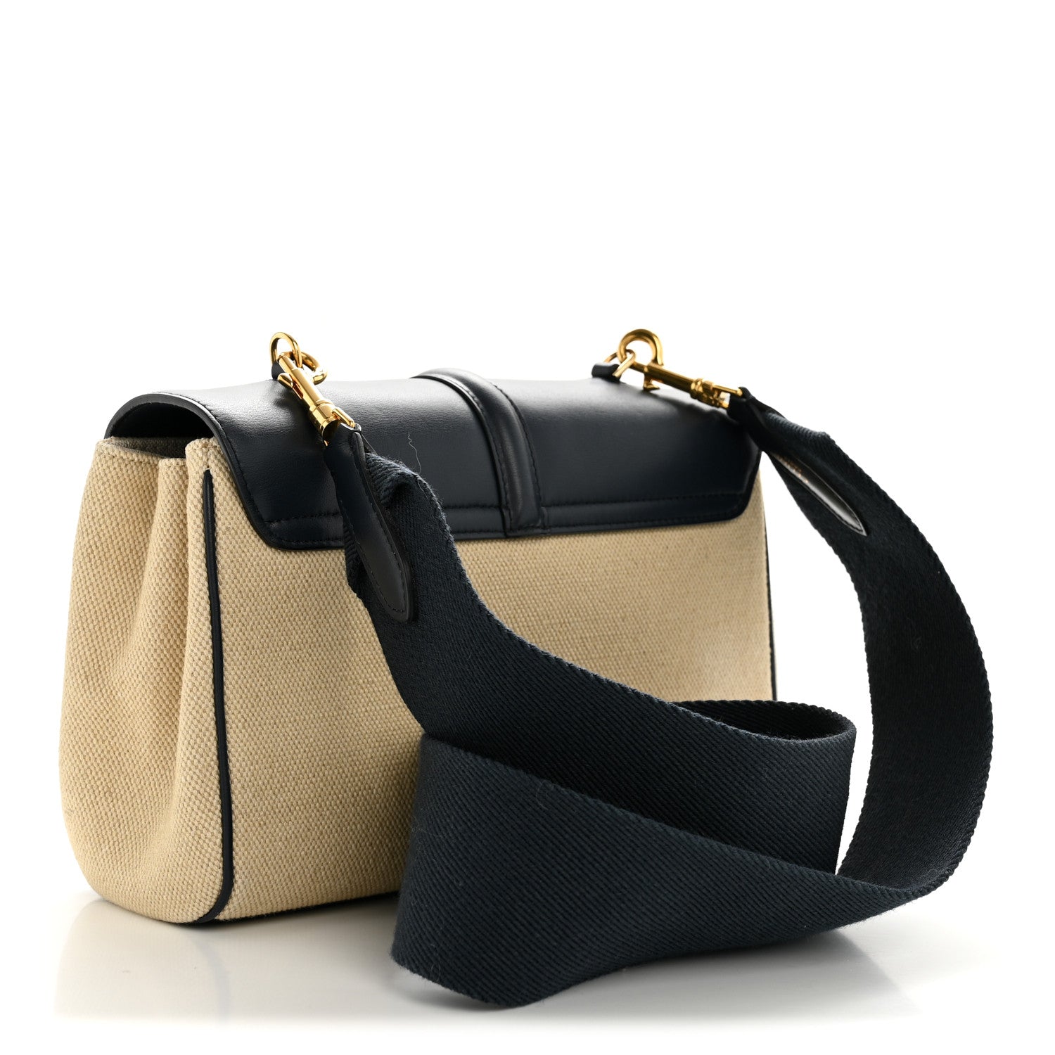 Canvas Calfskin Teen Soft 16 Shoulder Bag Vanilla Navy
