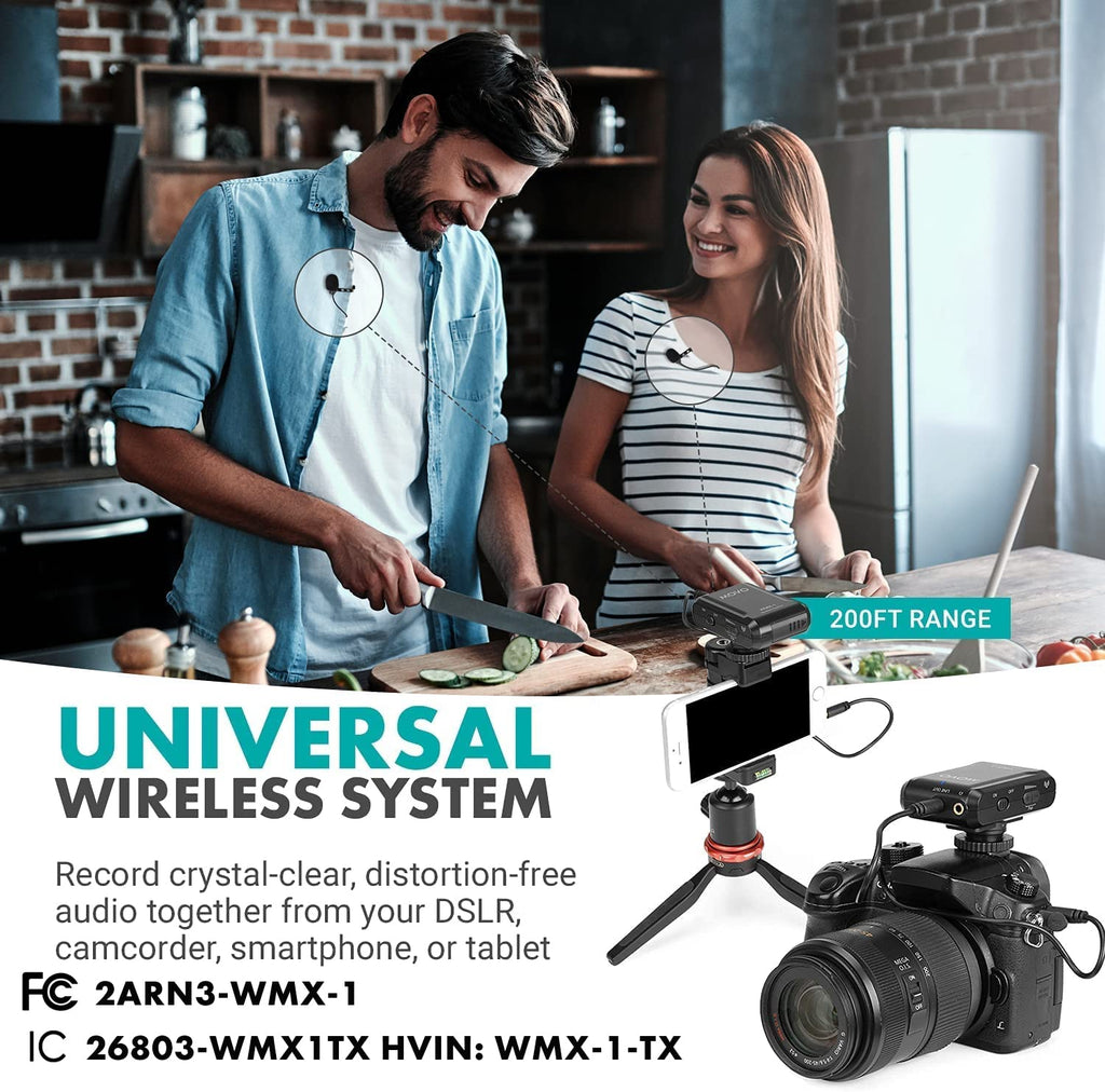 Movo WMX-1-DUO 2.4GHz Dual Wireless Lav Mic System