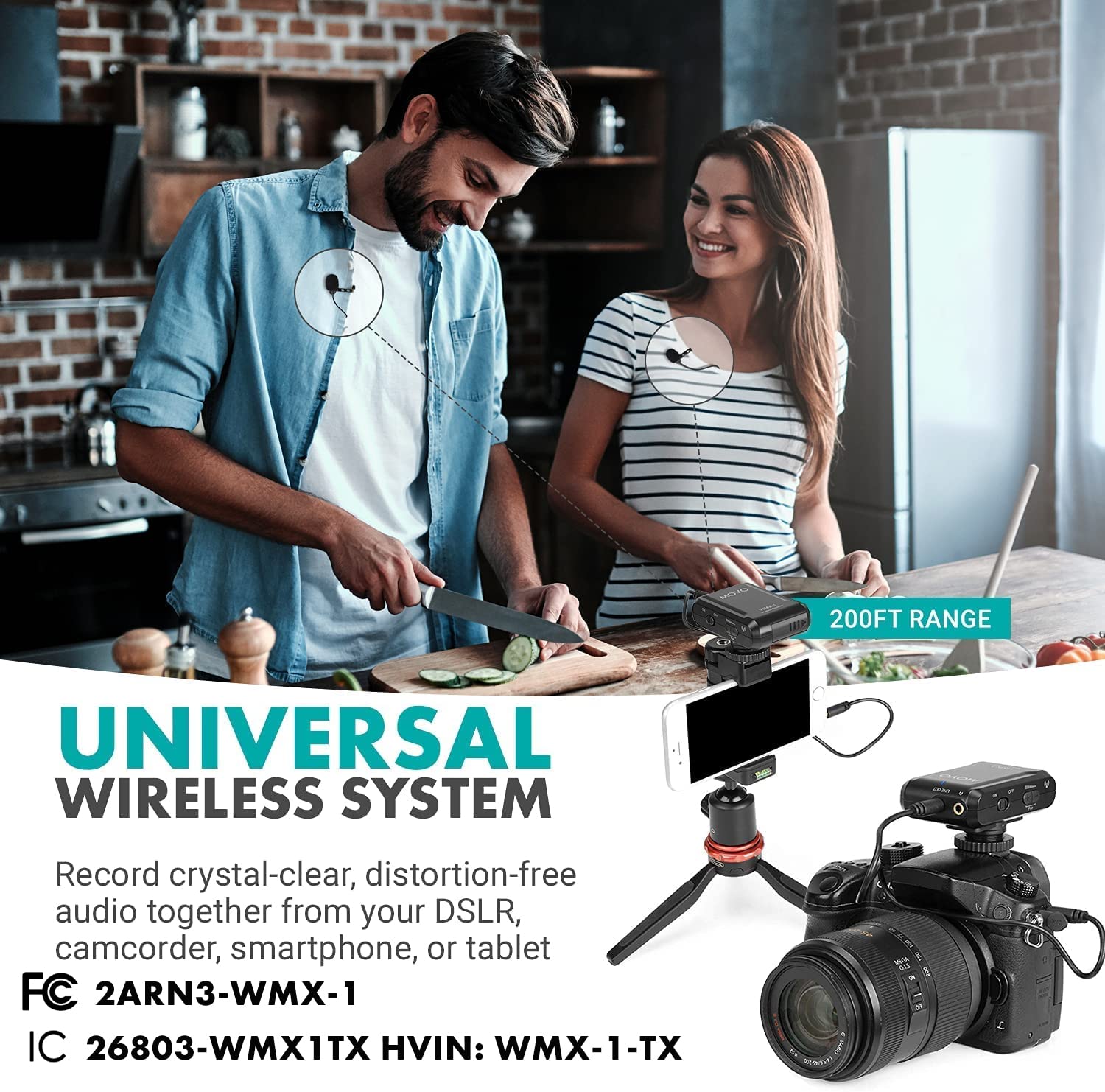 Movo WMX-1-DUO 2.4GHz Dual Wireless Lav Mic System