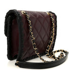 Lambskin Braided Calfskin Mini Flap Bag Dark Burgundy Black