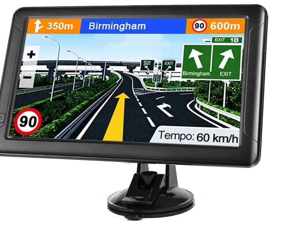 GPS Navigator for Car Truck RV, 9 inch Touch Screen Latest 2025 Map, Real Voice Spoken Turn-by-Turn Direction Reminding Navigation System for Cars, Vehicle GPS with Speed and Red Light Warning (Black)