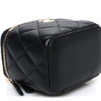 Caviar Quilted Mini Vanity Case With Chain Black