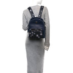 Calfskin Visetos Floral Leopard Klassik Small Stark Backpack Blue Black