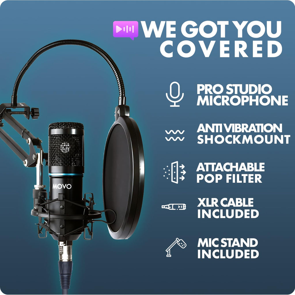 Movo 4 Pack Podcasting Bundle wth Arms