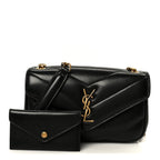 Lambskin Chevron Quilted Mini Loulou Black