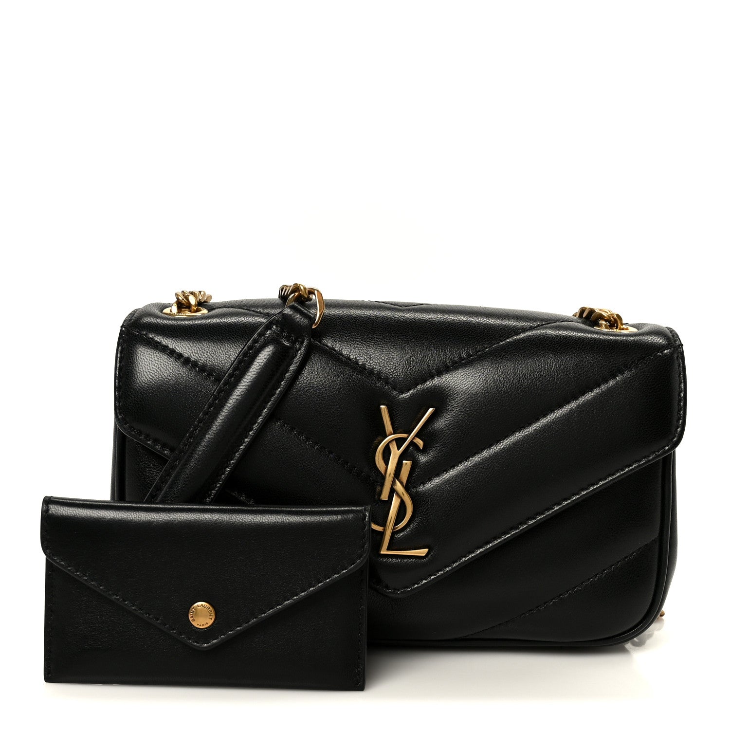 Lambskin Chevron Quilted Mini Loulou Black