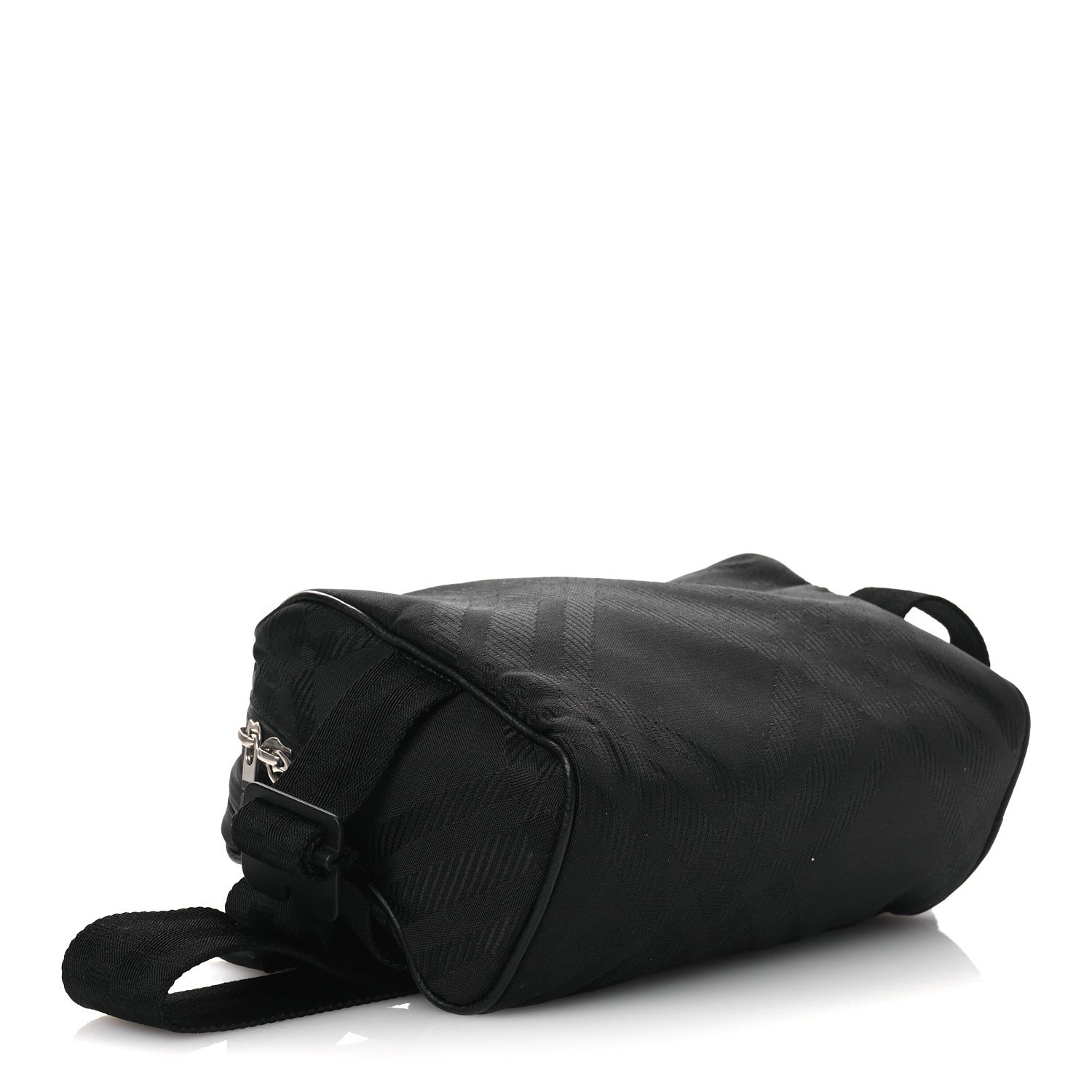 Nylon Jacquard Check Belt Bag Black
