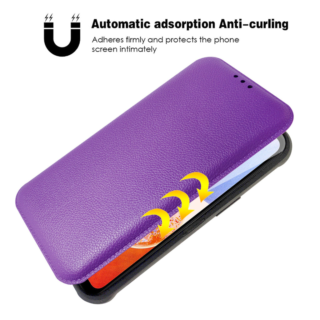 Magnetic Wallet Leather Phone Case For Samsung Galaxy A14 5G In Purple