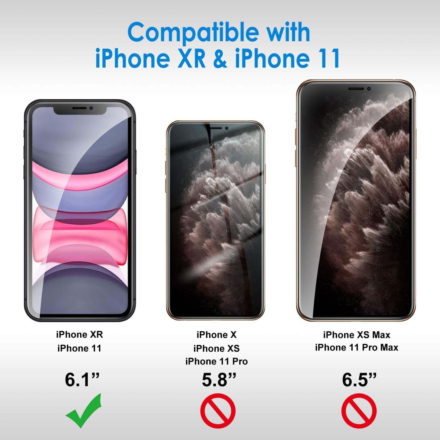 Entronix Anti-Spy Privacy Screen Protector Compatible with iPhone XR - 2-Piece Combo