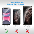 Entronix Anti-Spy Privacy Screen Protector Compatible with iPhone XR/11 - 3-Piece Combo
