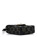 Jacquard Black Denim GG Monogram Textured Dollar Calfskin Mini Horsebit 1955 Crossbody Bag Black Ivory
