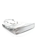 Metallic Calfskin Stitched CC Shopper Tote Silvery