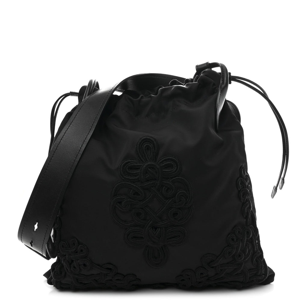 Tessuto Nylon Passama Embroidered Bag Black