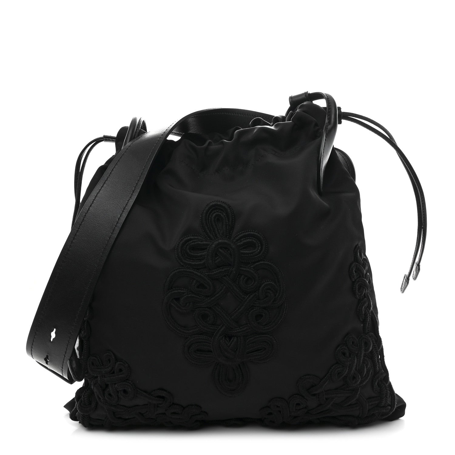 Tessuto Nylon Passama Embroidered Bag Black