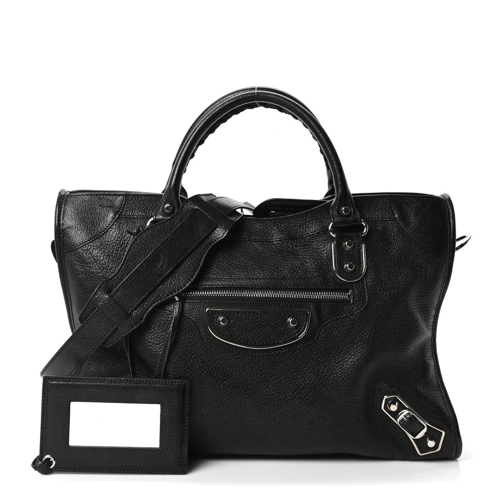 Chevre Silver Metallic Edge Hardware City Black