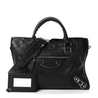 Chevre Silver Metallic Edge Hardware City Black