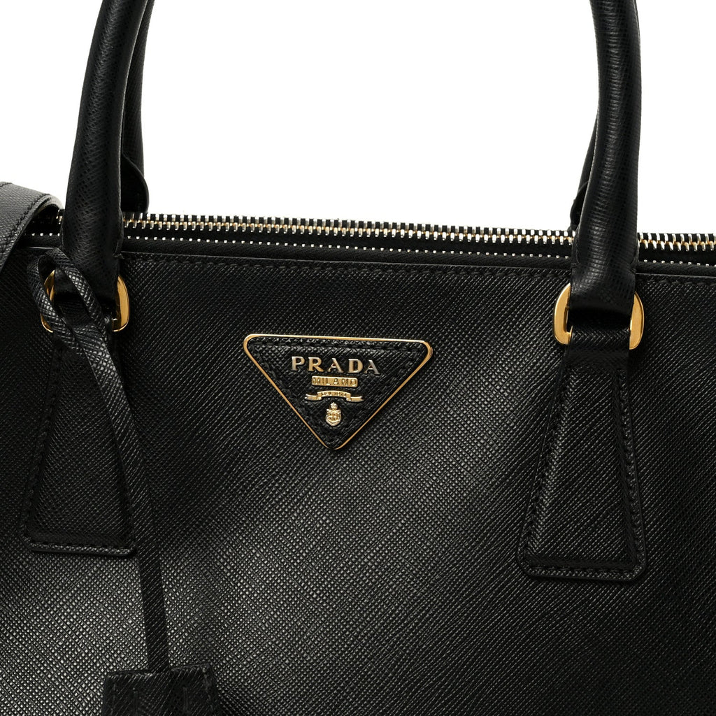 Saffiano Small Galleria Double Zip Tote Black