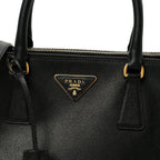 Saffiano Small Galleria Double Zip Tote Black